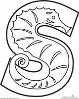 Letter Coloring Letters Alphabet Pages Animal Preschool Color Worksheets Worksheet Activities Colouring Sheets Seahorse Animals Printables Sheet Kids Crafts Printable sketch template