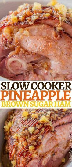 slow cooker brown sugar pineapple ham with a sweet and
