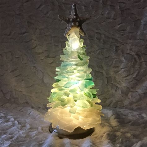 Christmas Tree Made Of Seaglass With Light The Nautical Knot ⚓