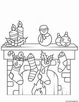 Fireplace Christmas Coloring Pages Printable Chimney Color Print Book Stockings Template Drawing Medium Puzzle Categories sketch template
