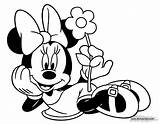 Minnie Coloring Pages Mouse Spring Flower Summer Disneyclips Pdf Holding sketch template