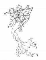 Coloring Mermaid Pages Winx Club Cartoon Fairy Printable Color Kids sketch template
