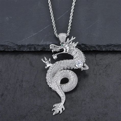high quality luxury cubic zircon myth dragon pendant necklace metal