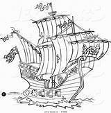 Coloring Pirate Pages Ship Warship Adults Line Drawing Color Pirates Getcolorings Template Tattoo Printable Ships Ghost Getdrawings sketch template