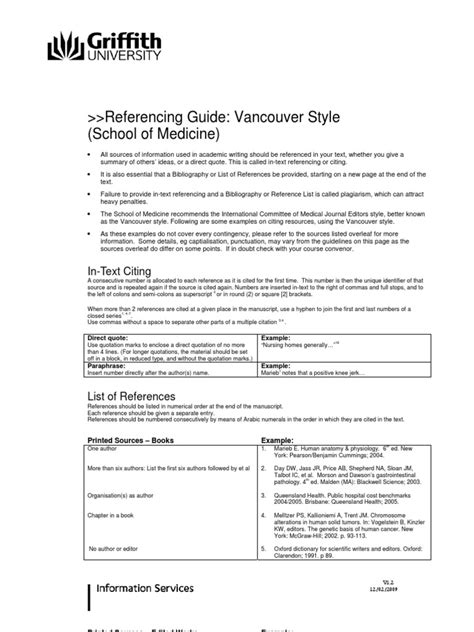 vancouver style  paper vancouver format