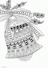 Coloring Christmas Pages Printable Zentangle Adult Adults Bell Bells Print sketch template