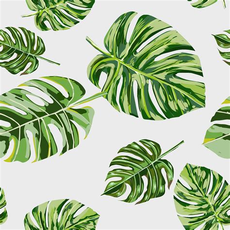 hand drawn tropical leaf seamless pattern  vector art  vecteezy