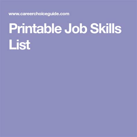 printable job skills list list  skills skills job