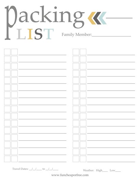images  printable vacation packing list template