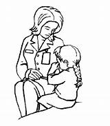 Coloring Nurse Comforting Little Girl Crying Pages Doctor Netart Female Child sketch template
