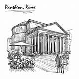 Pantheon Rome Panteon Wandering sketch template