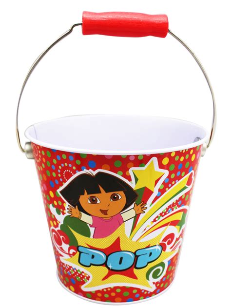 dora  explorer pop color explosion kids small tin sand bucket