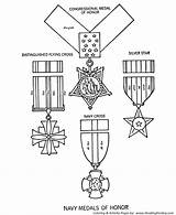 Coloring Memorial Honor Pages Medal Medals Drawing Navy Service Distinguished Military Cross Silver States United Holiday Getdrawings Men Women Honkingdonkey sketch template