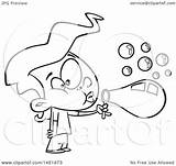 Blowing Bubbles Cartoon Clipart Lineart Illustration Girl Toonaday Royalty Graphic Vector 2021 Clip sketch template