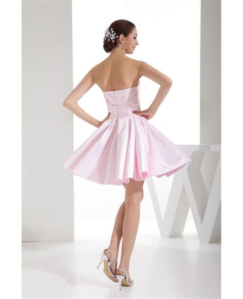 Blush Pink Simple Strapless Short Satin Homecoming Dress Op4712 99