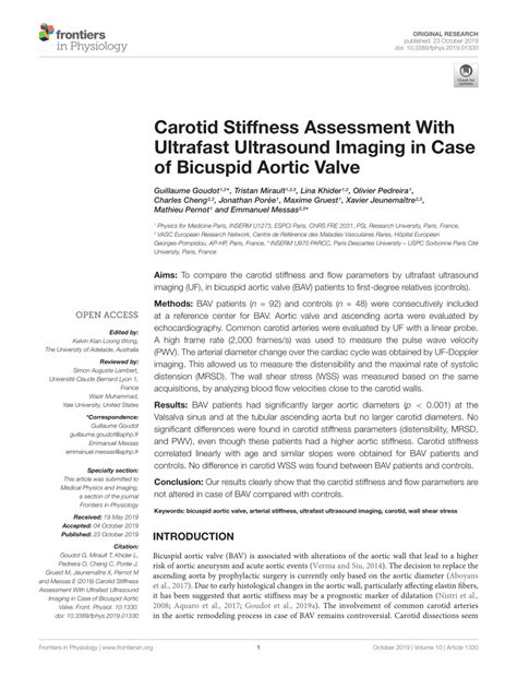 Pdf Carotid Stiffness Assessment With Ultrafast Ultrasound Imaging In