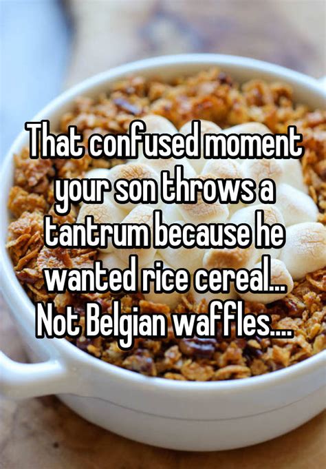 confused moment  son throws  tantrum   wanted rice cereal  belgian