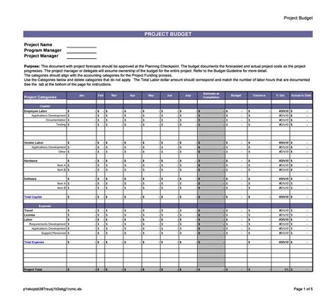 great project budget templates excel templatearchive