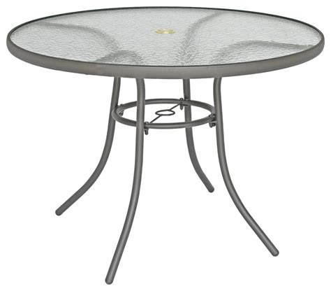 Rio Brands 40 Inch Sienna Round Patio Table With Tempered Glass Top