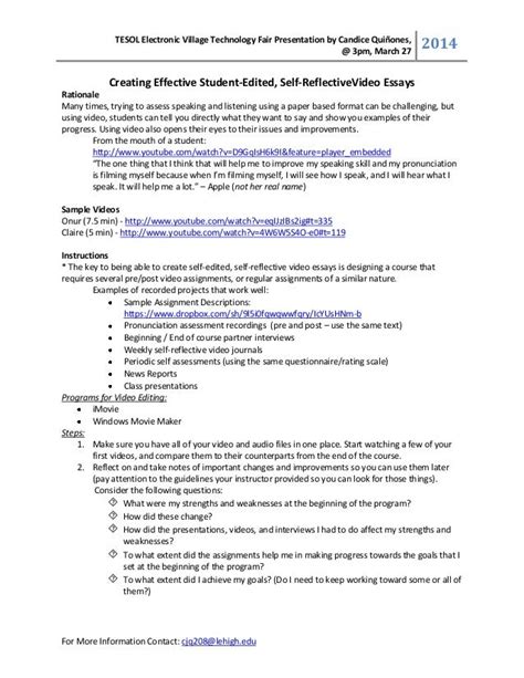 creating effective student edited  reflective essays