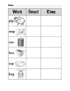 blending onset  rime worksheets  kindergarten