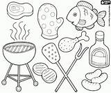 Barbecue Bbq Coloring Pages Festive Meal Food Printable Pork sketch template