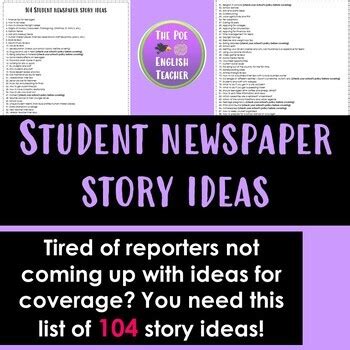 student newspaper story ideas   poe english teacher tpt