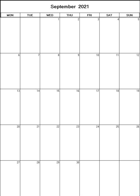 september  printable blank calendar calendarprintablesnet
