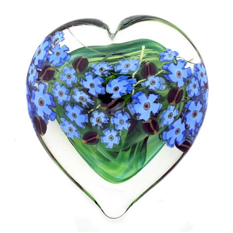 Forget Me Not Heart Paperweight By Shawn Messenger Art Glass