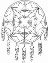 Native Coloring American Pages Dreamcatcher Kids sketch template