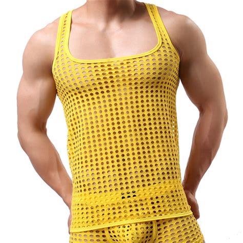 mens mesh vest clothing tops and tees hollow out breathable tank sexy