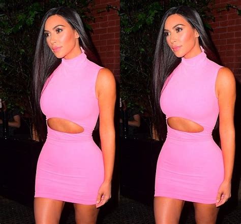 Kim Kardashian Shows Off Her Hourglass Curves In A Pink