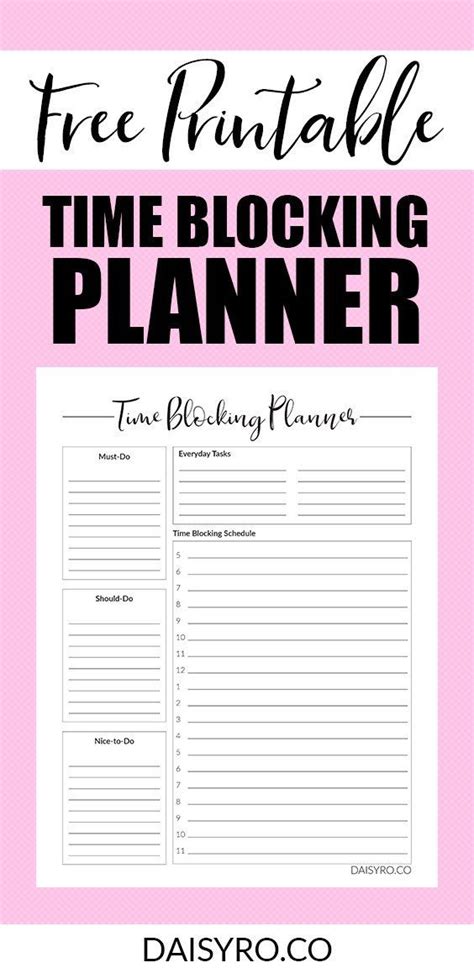 time blocking planner printable time blocking planner time blocking