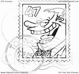 Postmarked Stamp Toonaday Royalty Outline Illustration Cartoon Rf Clip sketch template