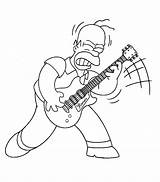 Homer Simpsons Simpson Coloring Playing Rockstar Guitar Kids Printable Hit Show sketch template