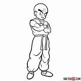 Krillin Dragon Ball Anime Draw Sketchok Step sketch template