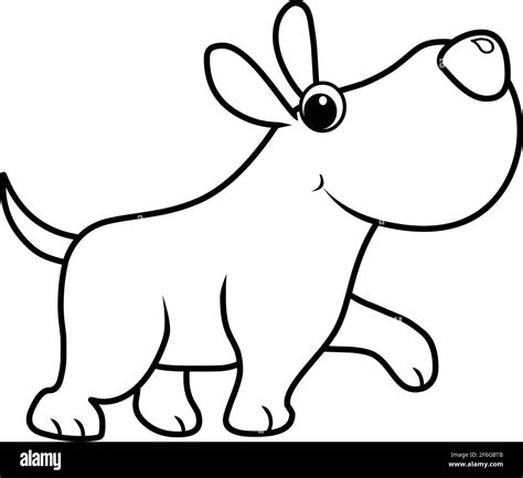 cartoon dog walking coloring page vector illustration stock vector