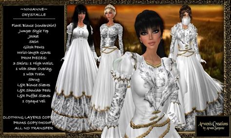 Second Life Marketplace {as} Ninianne Medieval Gown Crystalle White