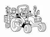Coloring Farm Tractor Drawing Pages Trailer Animal Printable Backhoe Kids Barn Outline Funny Print Scene Animals Book Semi Line Color sketch template