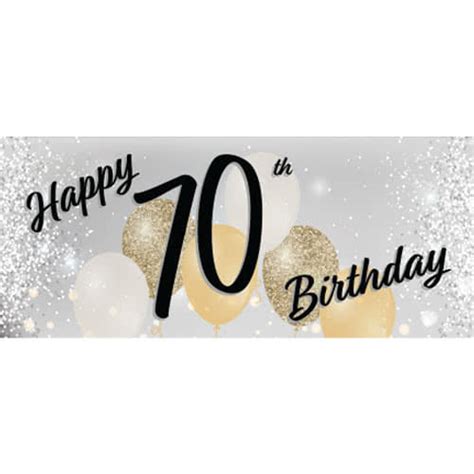 Happy 70th Birthday Silver Pvc Party Sign Decoration 60cm X 25cm