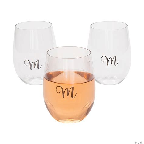 personalized monogram stemless wine glasses