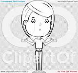 Shrugging Adolescent Teenage Careless Girl Outlined Coloring Clipart Cartoon Vector Thoman Cory sketch template