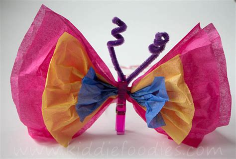 tissue paper butterfly diy craft ideas  kids kiddie foodies