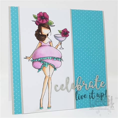 Stamping Bella Curvy Girl With A Cocktail Card And Colouring Video