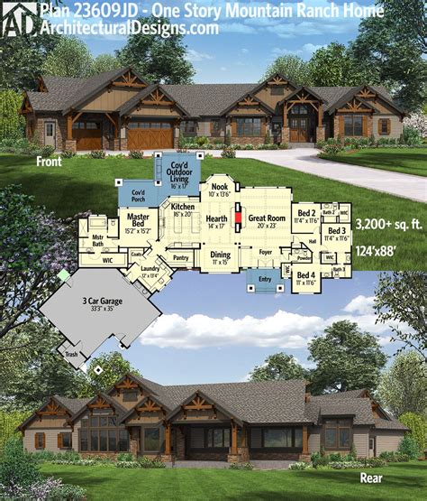 plan jd  story mountain ranch home  options outdoor spaces square feet  ranch
