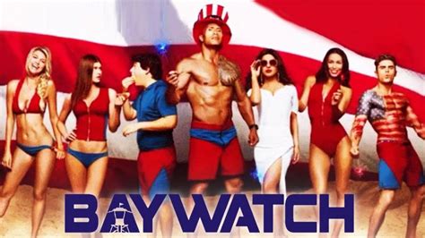 dwayne johnson zac efron priyanka chopra s baywatch movie poster