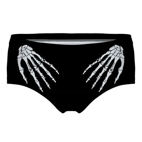 underwear women panties sexy panties black 3d claw skeleton print