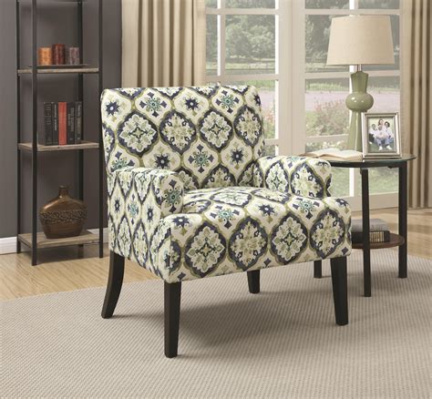coaster  accent chair blue green kaleidoscope pattern upholstery