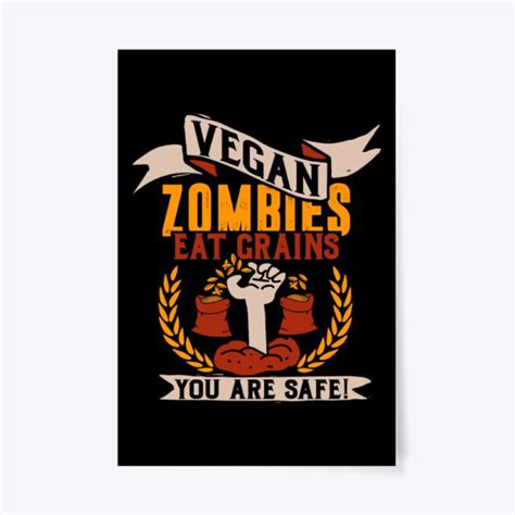 Vegan Zombies Eat Grains Funny Zombie T Poster 24 X36 Ebay