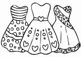 Dresses Coloring Three Pages Printable Kids sketch template